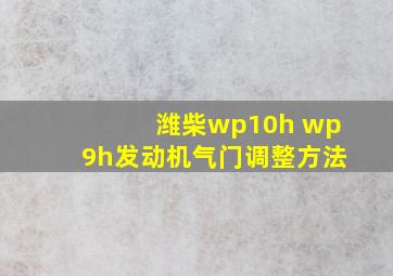 潍柴wp10h wp9h发动机气门调整方法